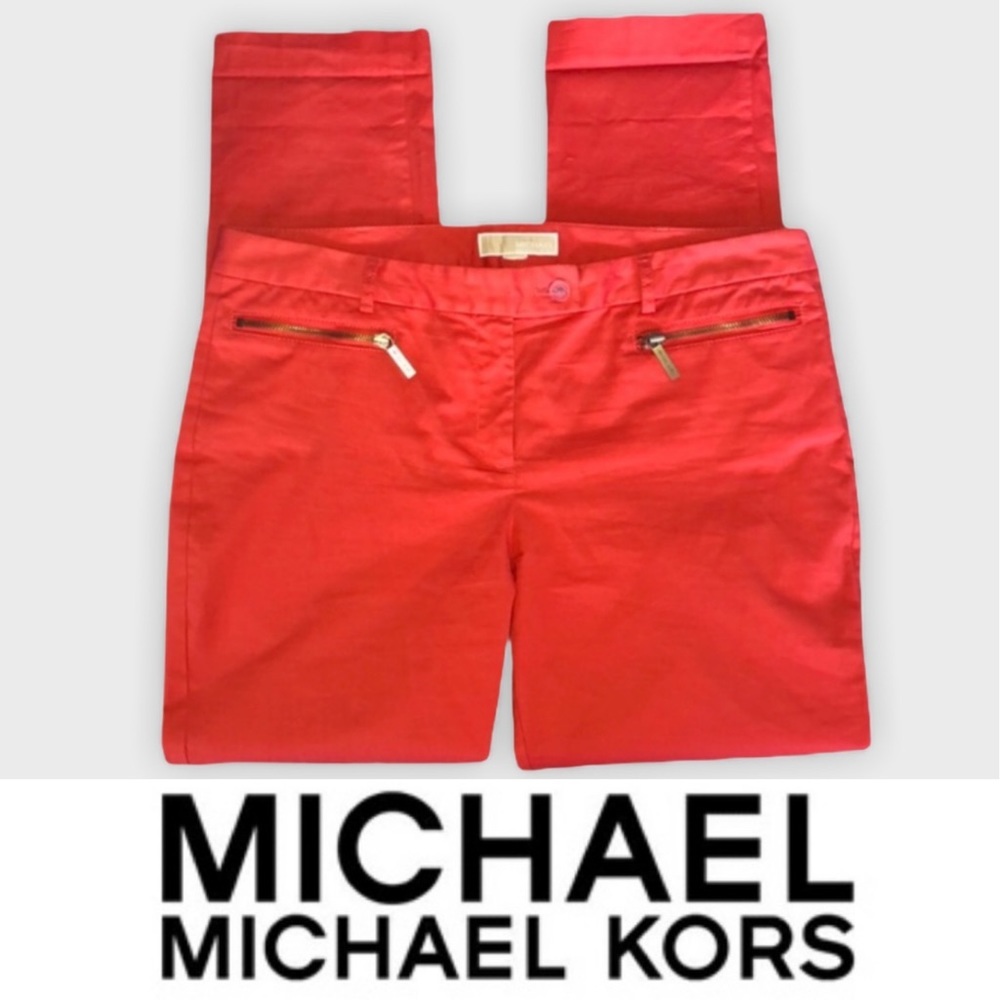 Michael Kors Double Zip Coral Chino Ankle Pants